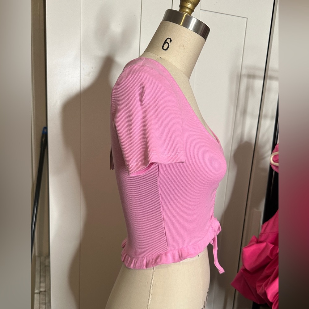 Zara Pink Ruched Crop Top - Picture 4 of 4